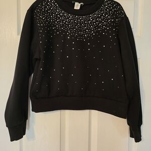Black Sweatshirt with Rhinestones